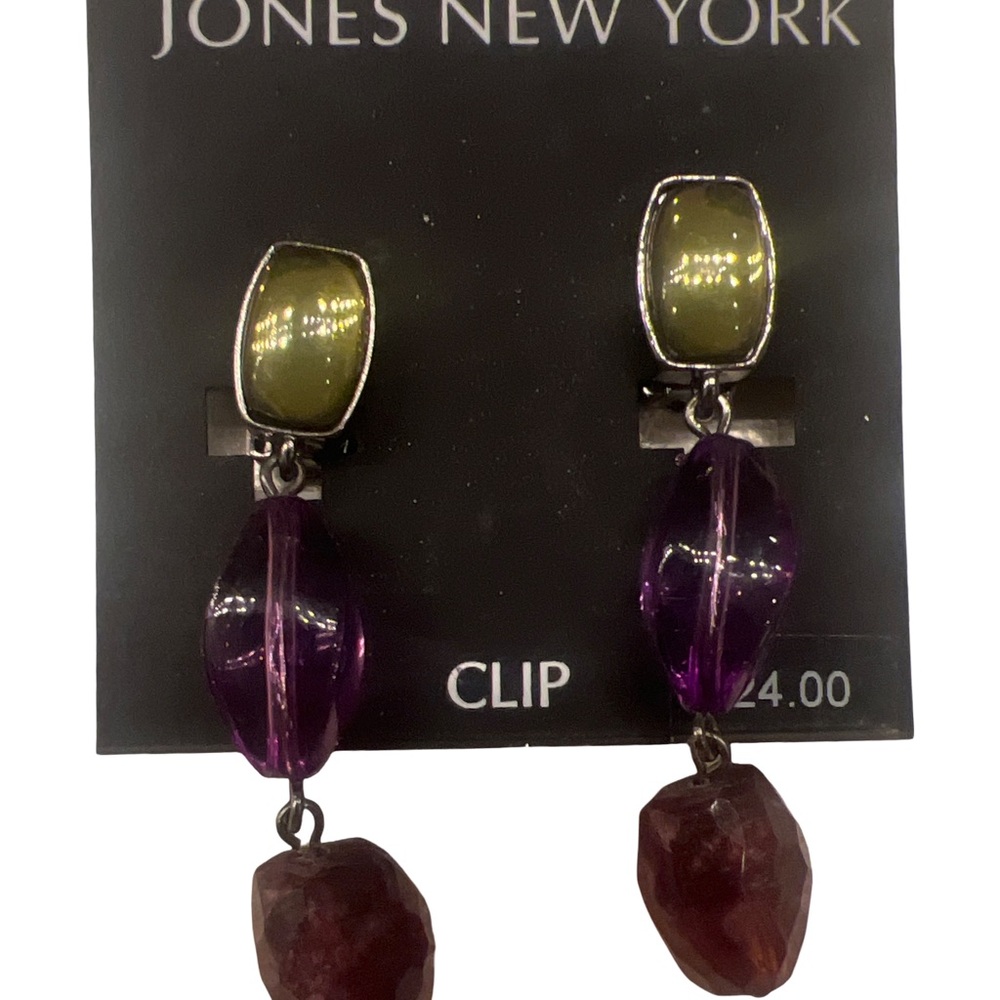 Jones New York Elegant New Multicolor Clip Dangling Earrings